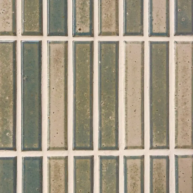 grön och krämfärgad avlång japansk mosaik i keramik