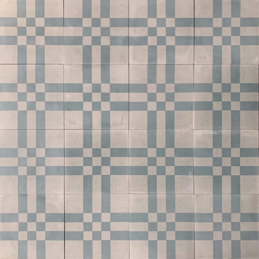 mönstrat cementgolv i blått