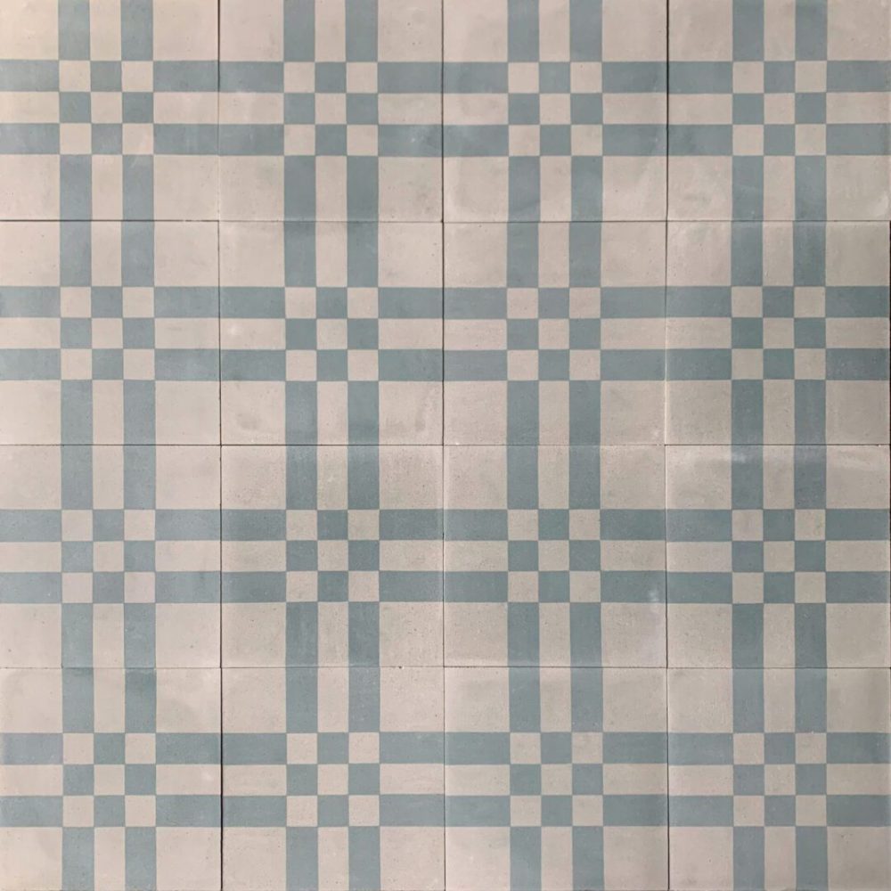 mönstrat cementgolv i blått