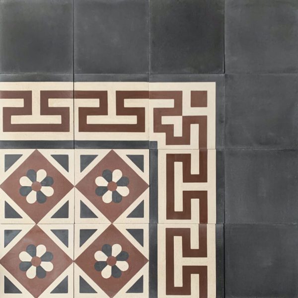 Antique Coal, Antique Floral Mosaic Red/Coal och Antique Roman Border & Corner