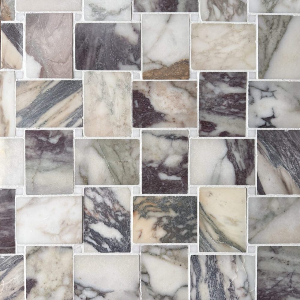 Big scale basket weave plum med fogfärgen vit