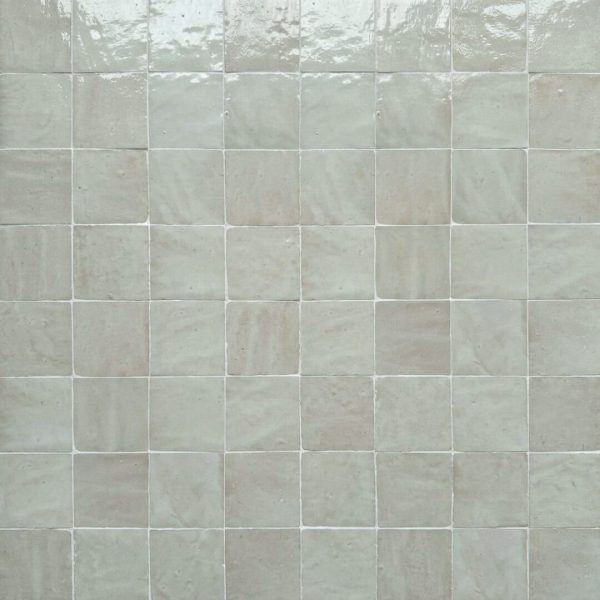 Zellige Dusty White 5x5 med fogen Silvergrå