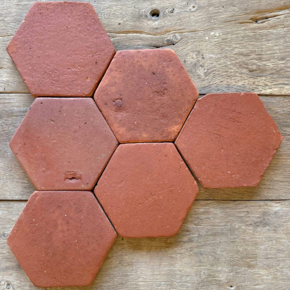 rött tegel i hexagonmönster