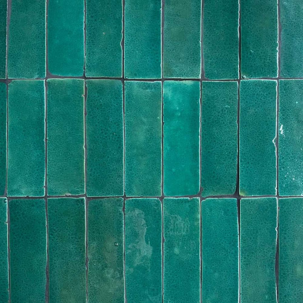 avlångt zellige-kakel i en turkos kulör